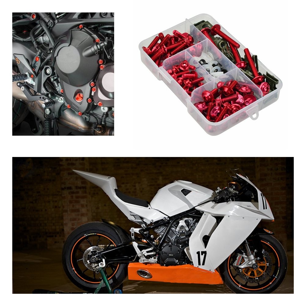 Red Screws Fairing Complete Bolts Kit Body Shell Hardware Motorcycle Universal B
