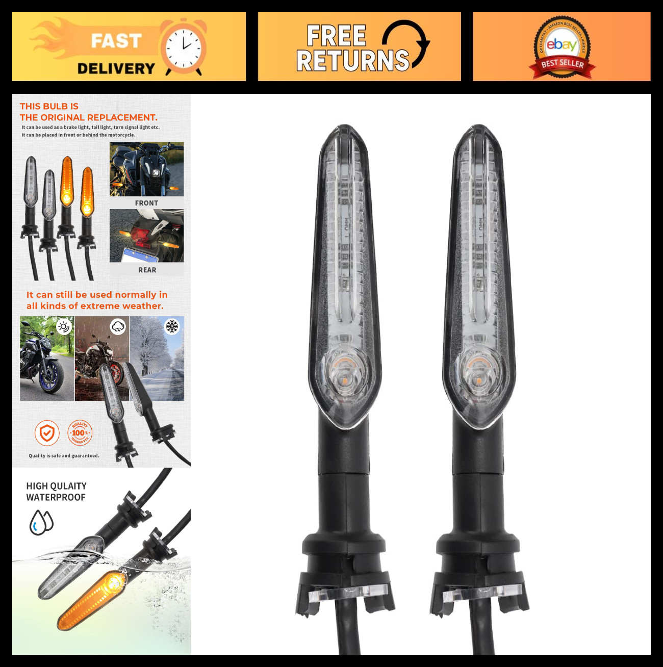 LED Turn Signal Lights for Yamaha MT07 MT09 R1 R3 FZ6 FZ07 FZ09 TMAX – 1 Pair