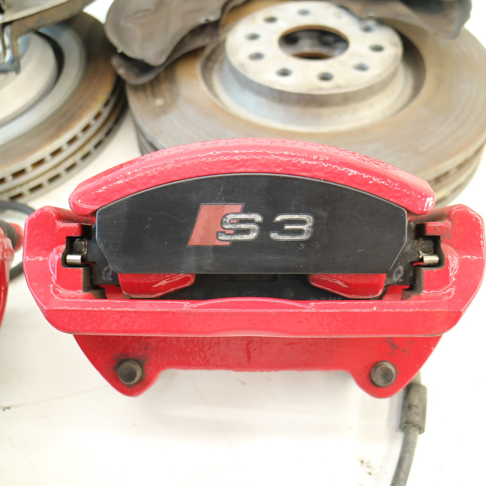 15 16 AUDI S3 8V BRAKE CALIPERS ROTORS PADS LINES FRONT REAR RIGHT LEFT 💥RED