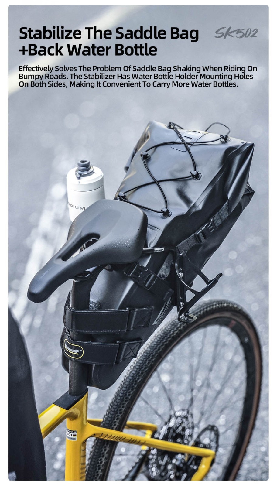 Rhinowalk Bicycle Rear Seat Rack Extended Reinforcement More Stable Black 1pc