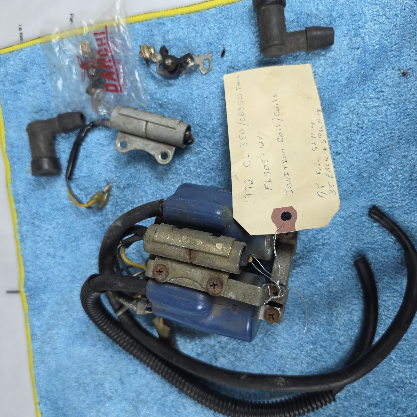 1972 Honda CL350 CB350 Twin OEM Ignition Coil Set FL705 12V + Daiichi Points Jap