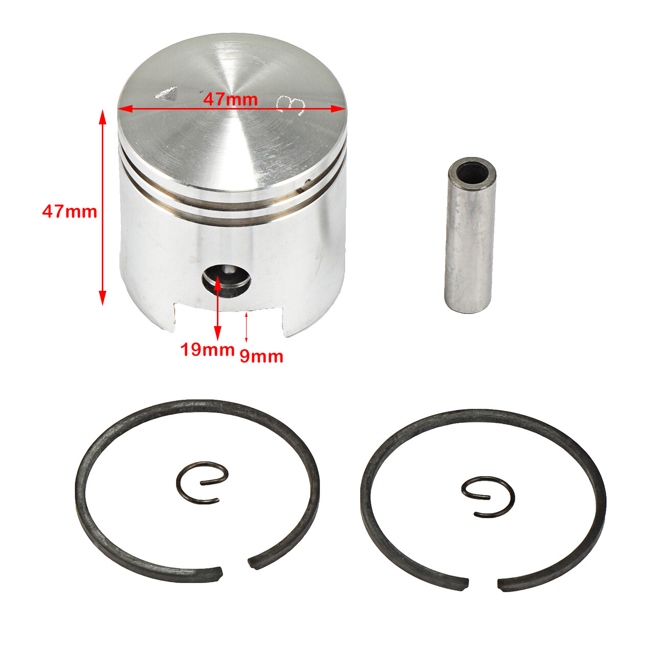 For 47mm 80cc Motorised Bike Bicycle 2 Stroke Engine Piston Pin Rings Kit USA