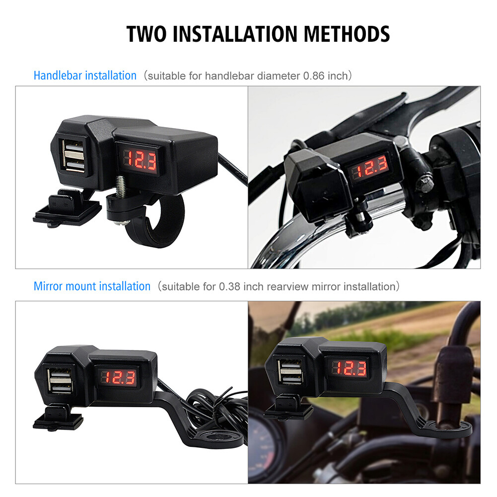 USB Charger LED Voltmeter for Kawasaki Concours 1000 Eliminator 125 Ninja 1000