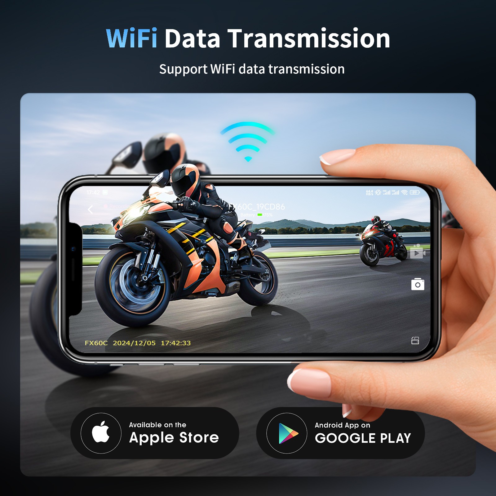 Fodsports FX60C Motorcycle Intercom Bluetooth Helmet Headset HD4K 10 Riders WIFI