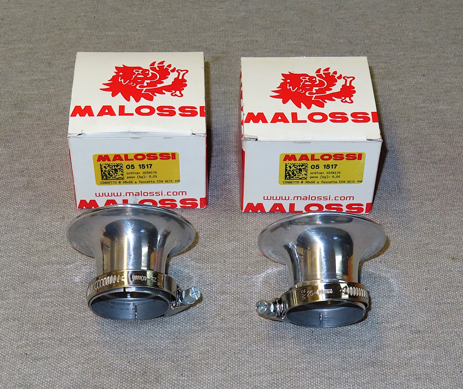 Malossi Clamp-On Velocity Stacks for Dellorto PHBH, PHF 24 32 36mm Ducati, Guzzi