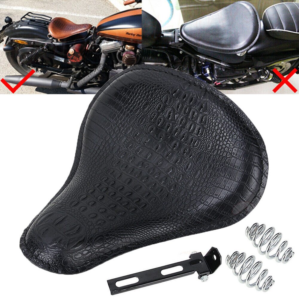 Motorcycle Alligator Large Solo Seat for Harley Springer Chopper Bobber Softail