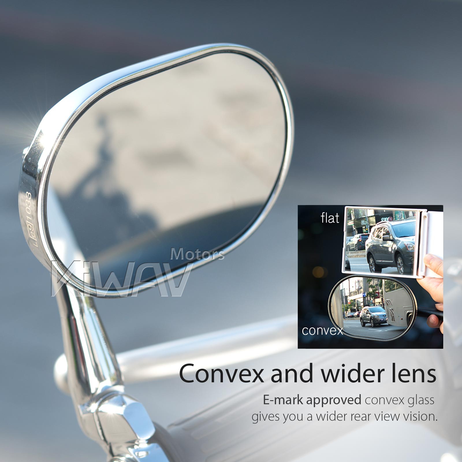 Bar end mirrors STARK chrome oval heavy 1″ hollow bar ID 17.5-24.9mm for Triumph