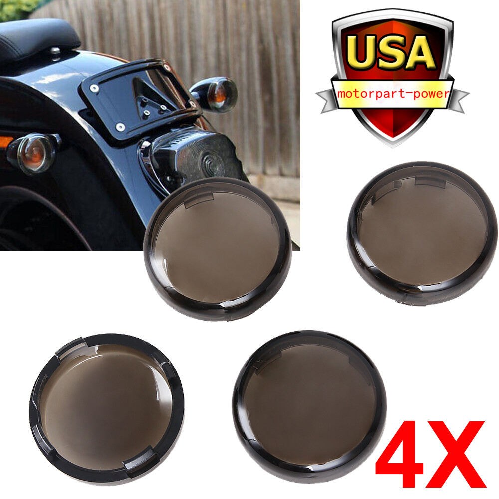 4pcs Smoke Turn Signal Lens Covers Kit Fit For Harley Bullet Dome Style Blinker