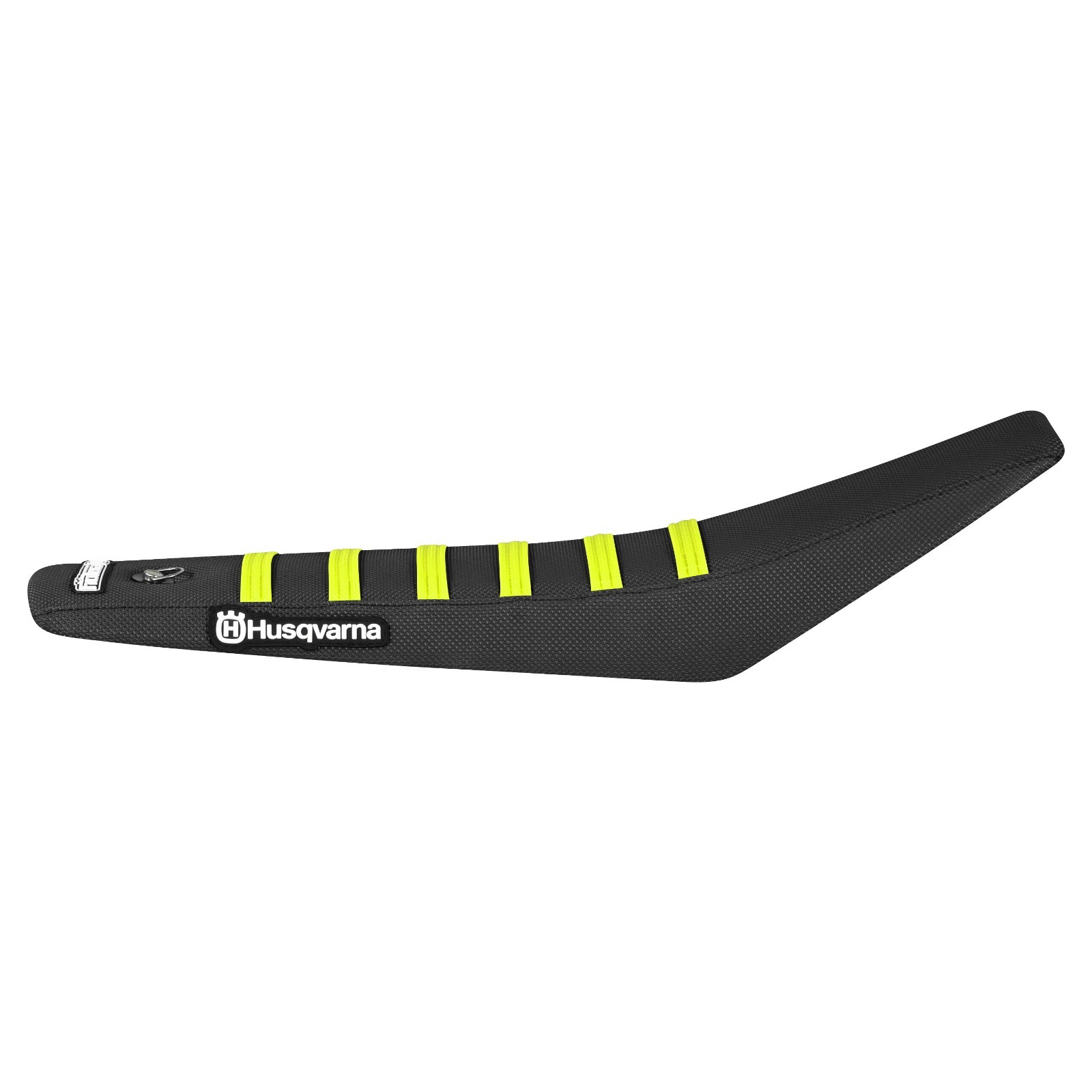 2024-25 Husqvarna TC 65 TC65 Seat Cover ALL BLACK w/ NEON YELLOW ribs #445 LOGO