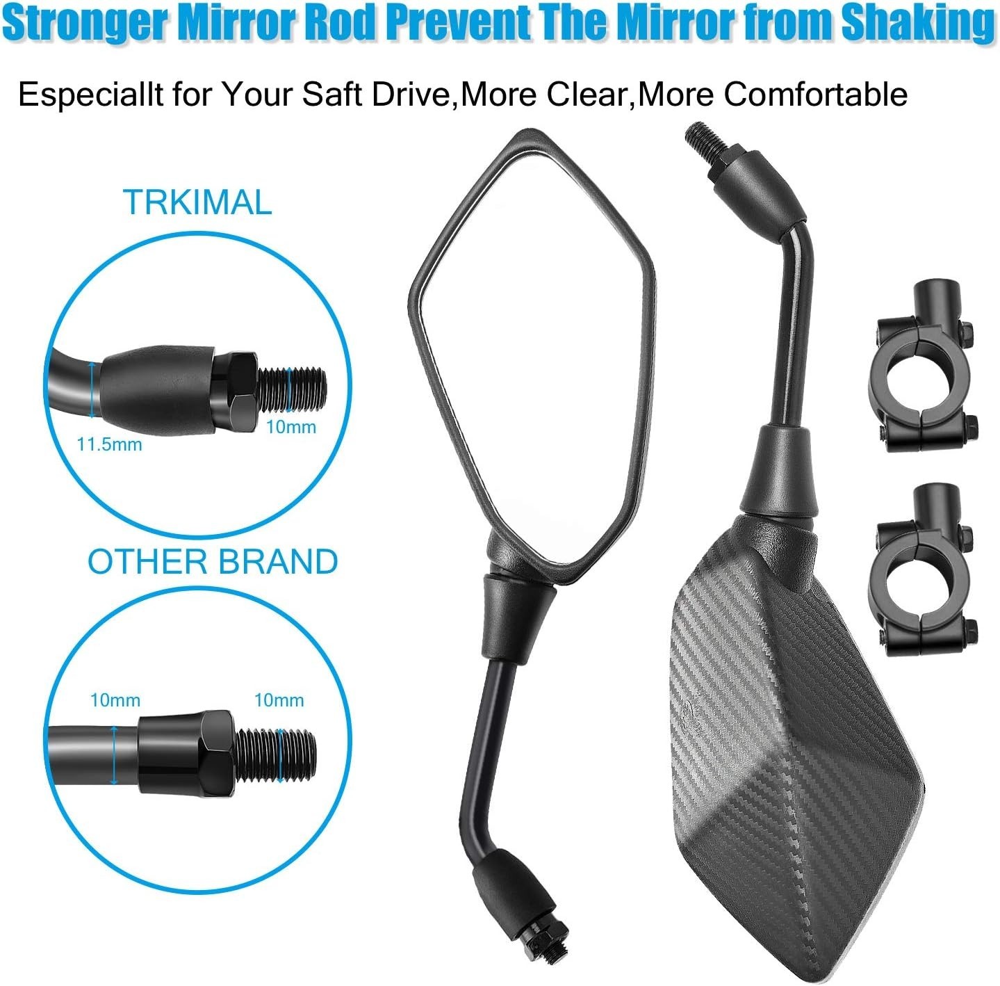 Adjustable Universal Motorcycle Rear View Mirror, 6.1” Convex Lens – Snakeskin
