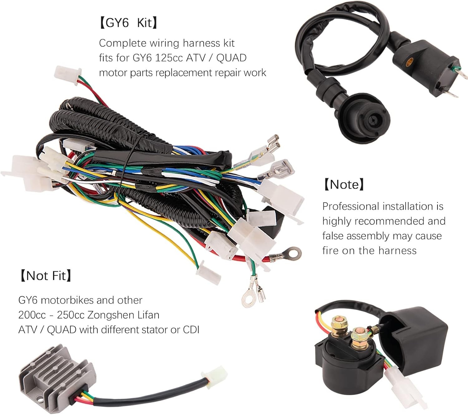 Complete GY6 Wiring Harness kit for Wiring Harness 50cc 70CC 90CC 110CC 125cc…
