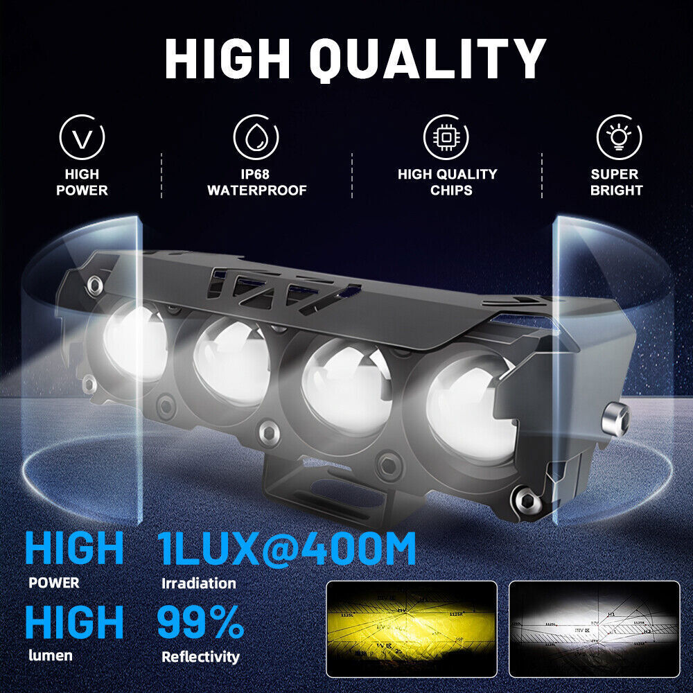 Pair 5″ LED Work Lights Bar Fog Driving Lamp Pods White Yellow for Motorcycle