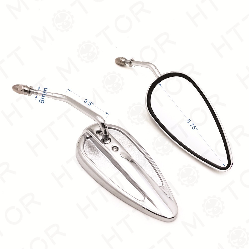 HTTMT Pair Chrome Teardrop Racing Mirrors For Harley Street Glide Road Glide