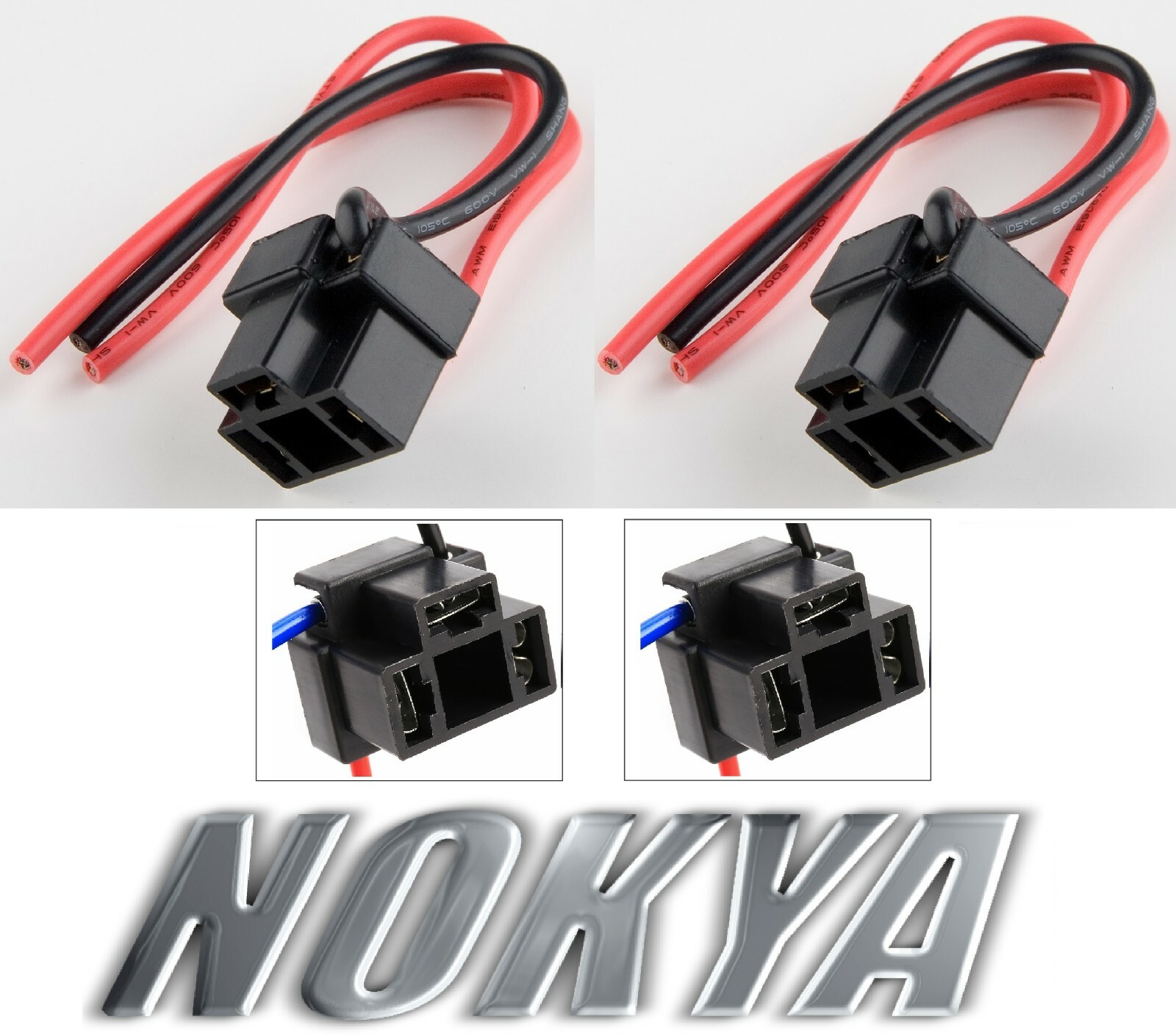 Nokya Wire Harness Pigtail Female 9003 HB2 H4 Nok9101 Head Light Bulb Connector