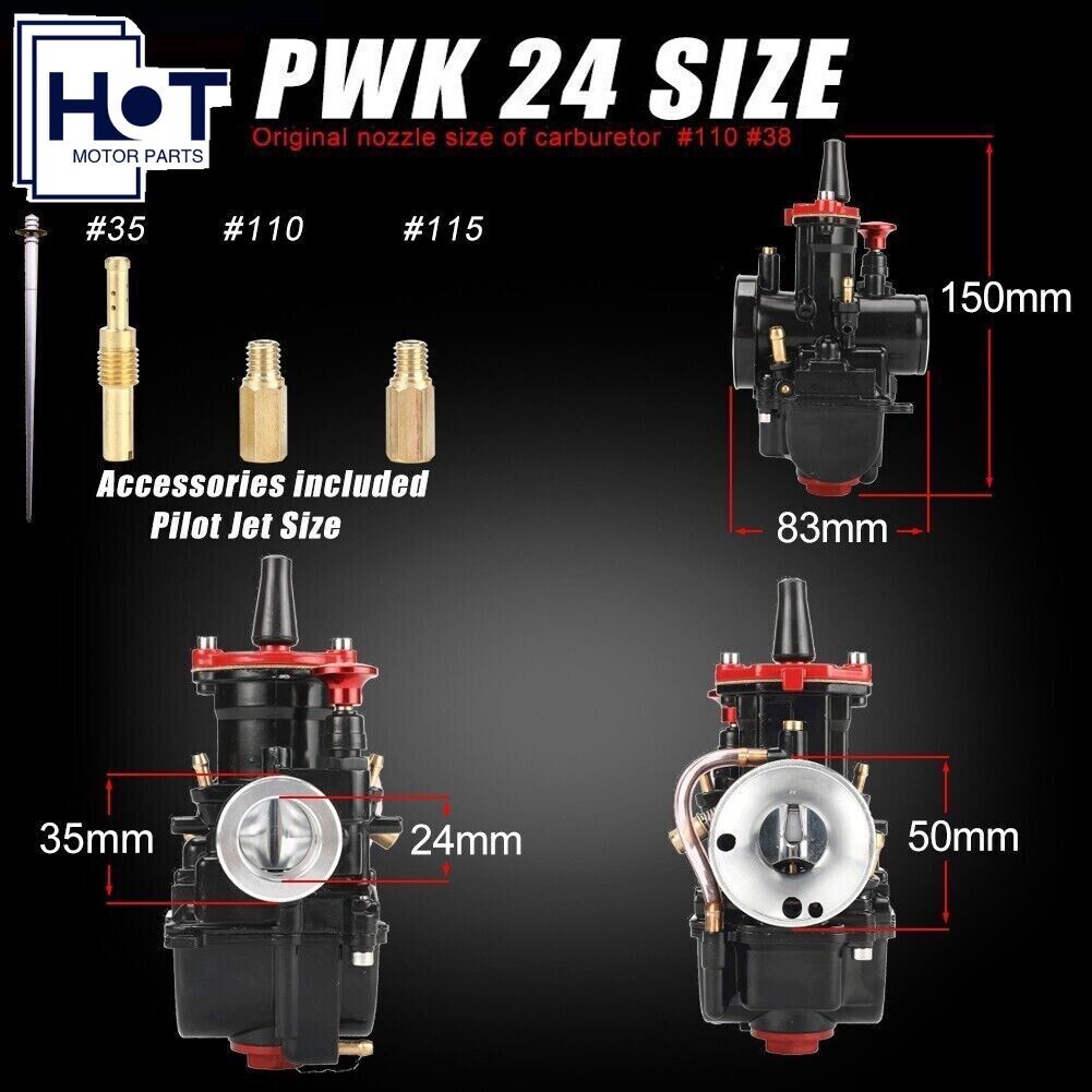 PWK 24 24mm Carburetor Carb Jet For 70cc-125cc Scooter Dirt Bike Off-road ATV