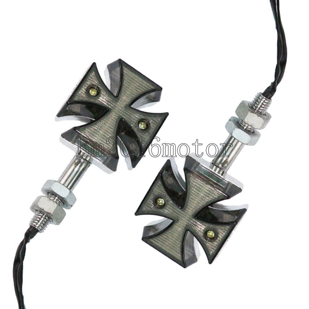 2x 2″ aluminum& plastic Mini Cross LED Red Light For Harley Sportster XL1200 883