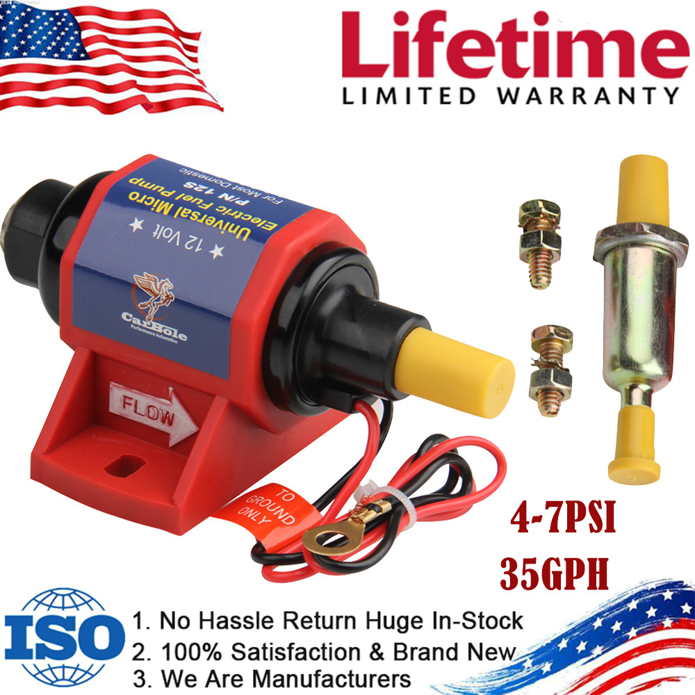 35GPH Low Pressure Universal Electric Inline Fuel Pump 5/16″ 4-7PSI For Diesel