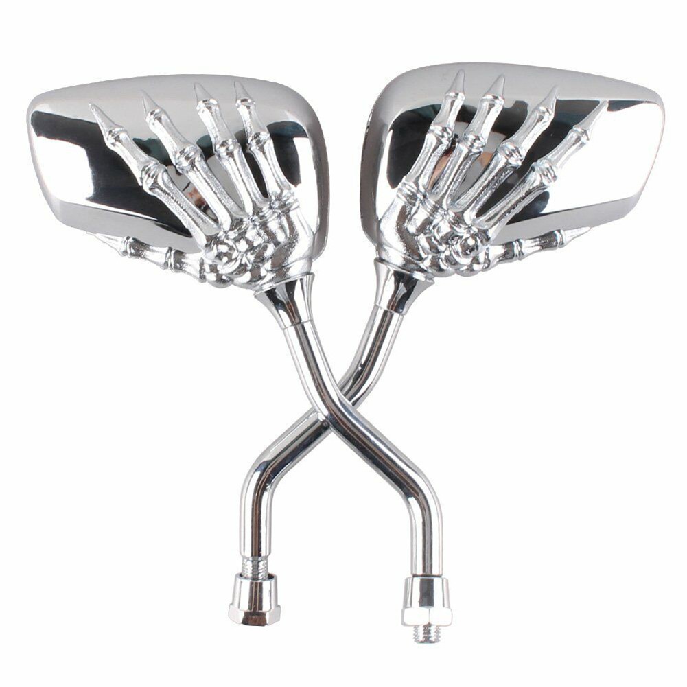 1 Pair of Motorcycle Bike Rearview Side Mirrors Skeleton Skull Hand Claw