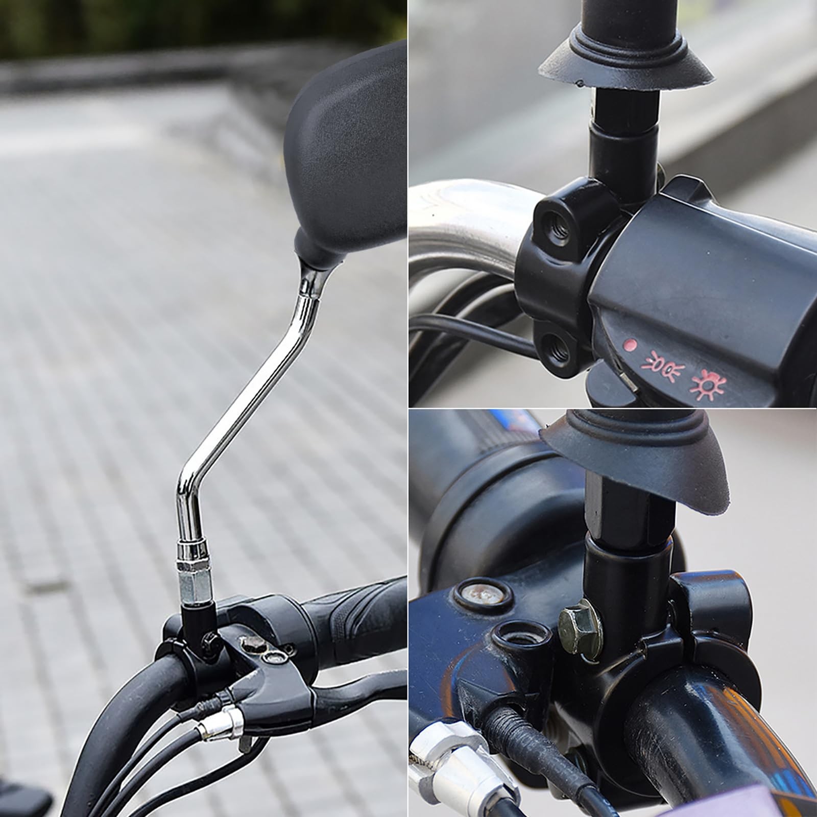 Motorcycle Mirrors Mounts 1″ 25mm (25mm) Handlebar-10mm Thread, Black