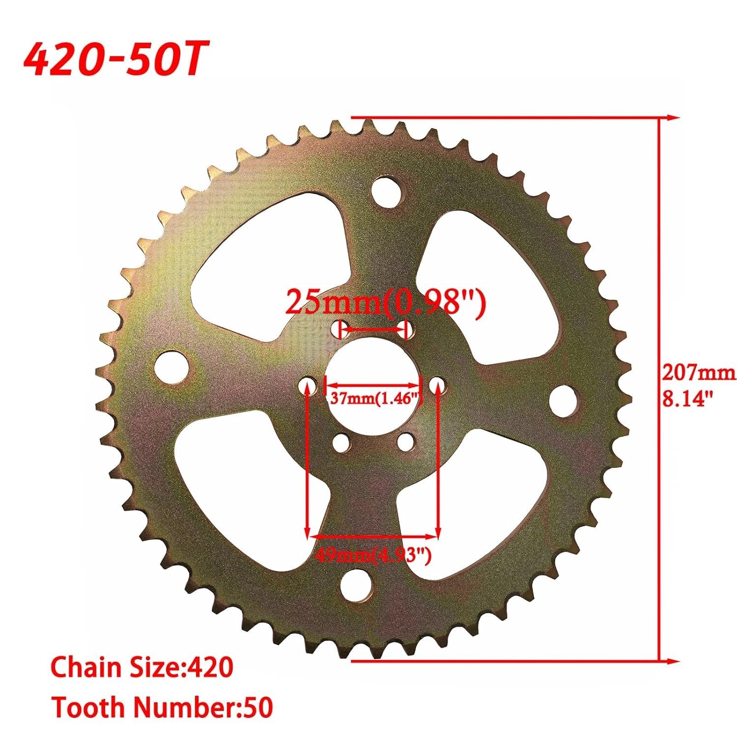 50T 6 Hole Rear Chain Sprocket #40 41 420 for Coleman CT100U CC100X