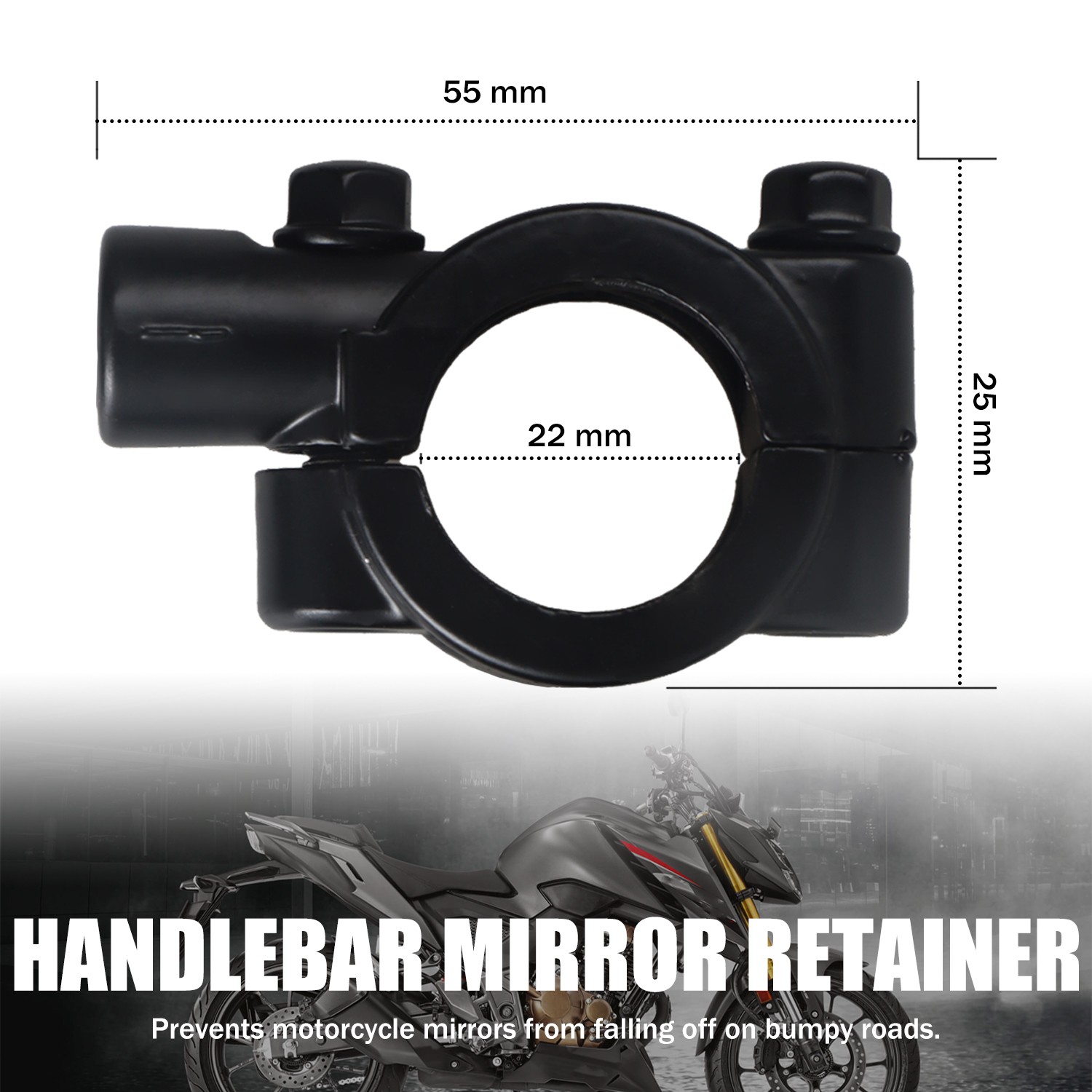 Universal Motorcycle Handle Bar Mirror Mount Holder Clamp Adaptor 7/8″ 8mm