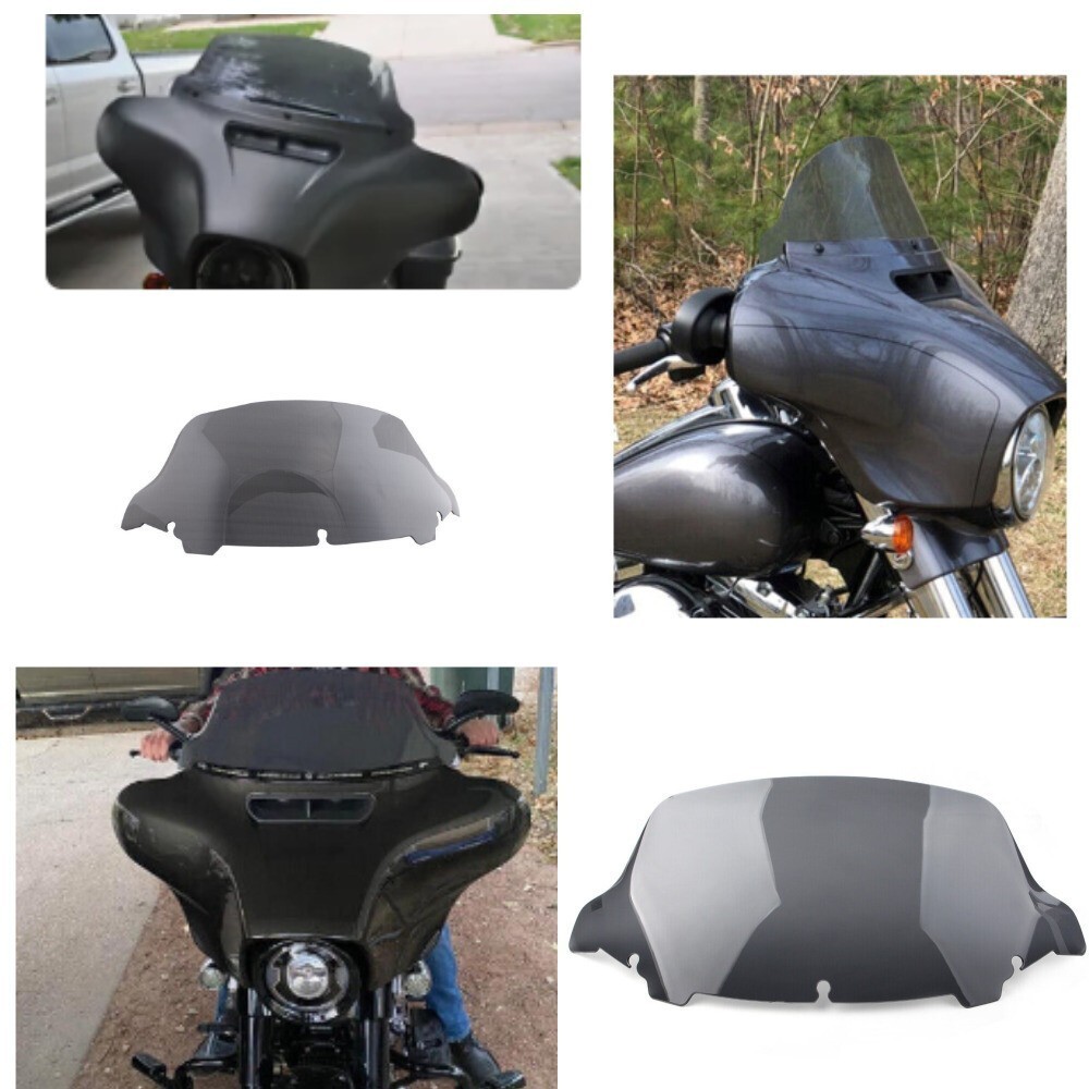 10.5″ Wave Smoke Windshield Windscreen For Harley Touring Street Glide 2014-2024