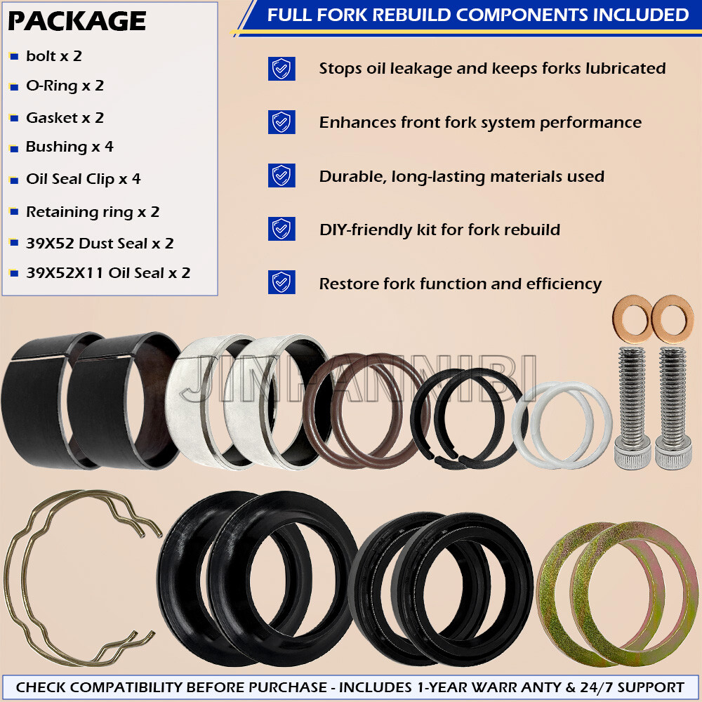 39mm Front Fork Bushing Dust Seals Rebuild Kit for Harley Dyna Forty Eight Iron