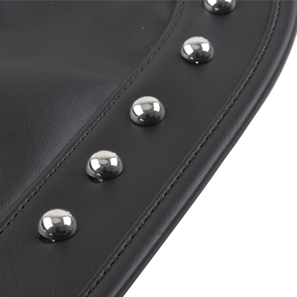 Fit Harley Softail Heritage Black Flame Stitch Leather Rear Seat Fender Bib