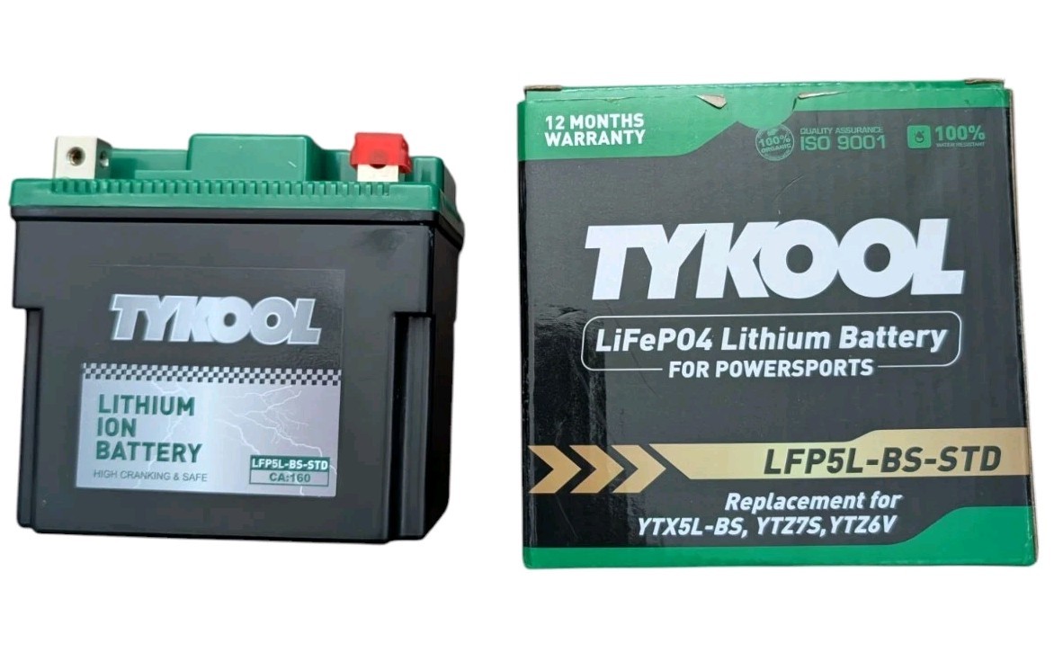 TYKOOL LFP5L-BS-STD 12.8V 180CCA Lithium Powersports Motorcycle Battery YTX5L