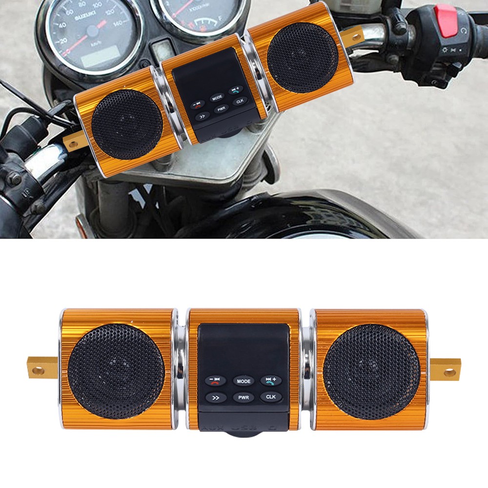 Waterproof Bluetooth Motorcycle Audio Stereo Speaker System MP3 USB AUX FM Radio