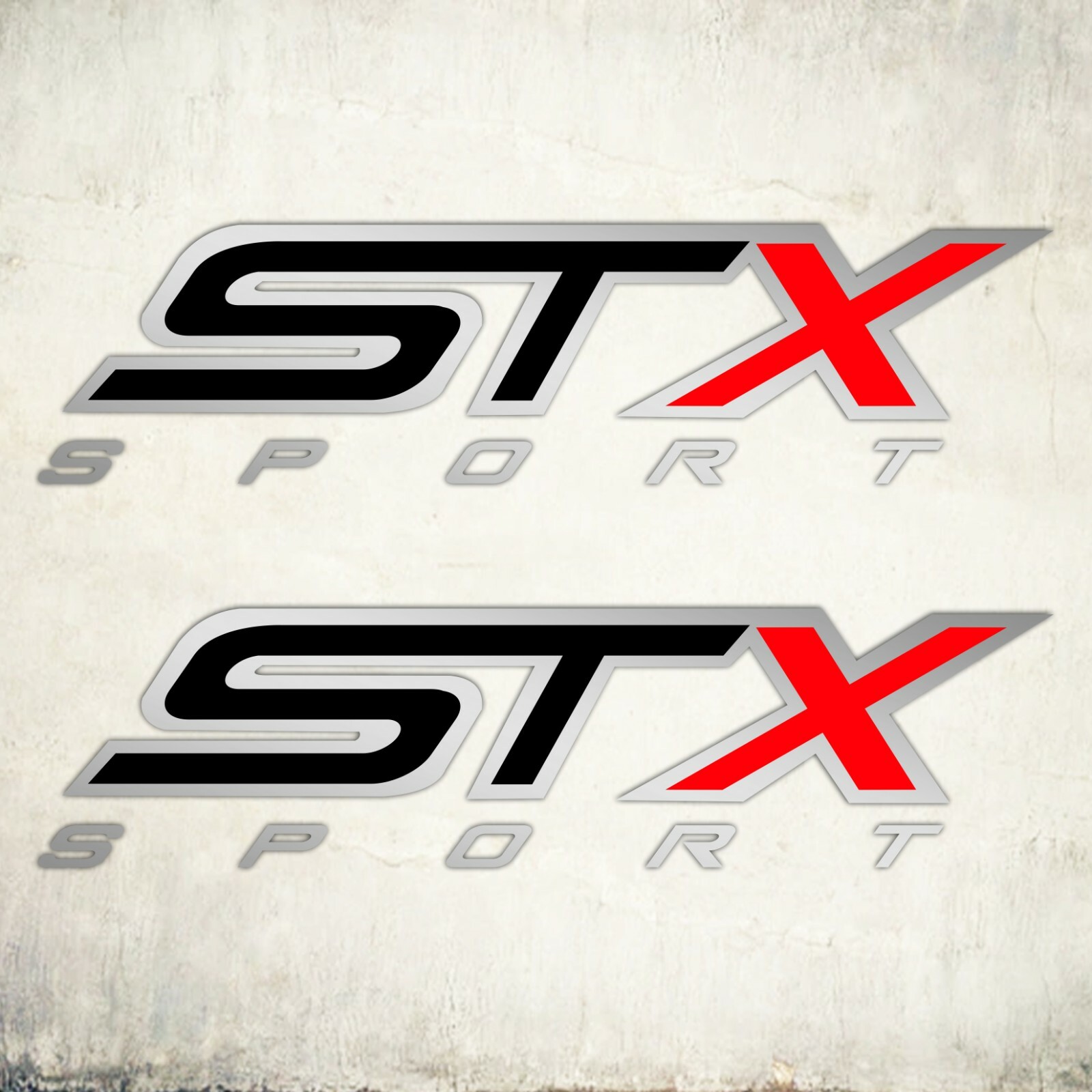 STX sport decal sticker, chromo and black matte, truck (set )
