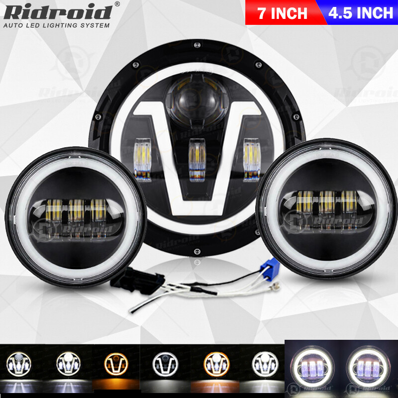 7″ inch LED Headlight + 4.5″ Fog Light For Yamaha V-Star XVS 650 950 1100 1300