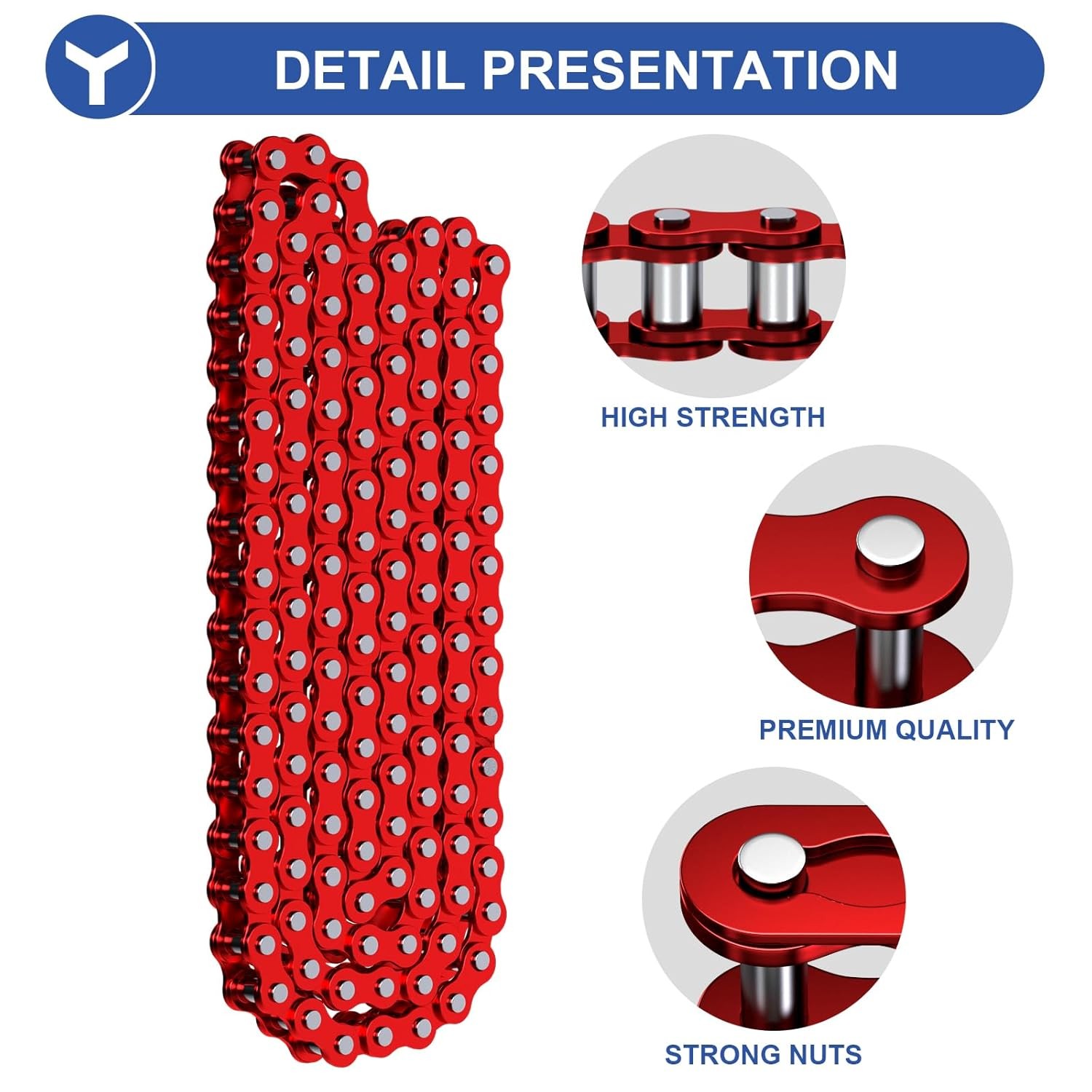 Red 420 Chain 132 Link For 50cc 110cc 125cc SSR Predator 212cc Pit Dirt Bike ATV
