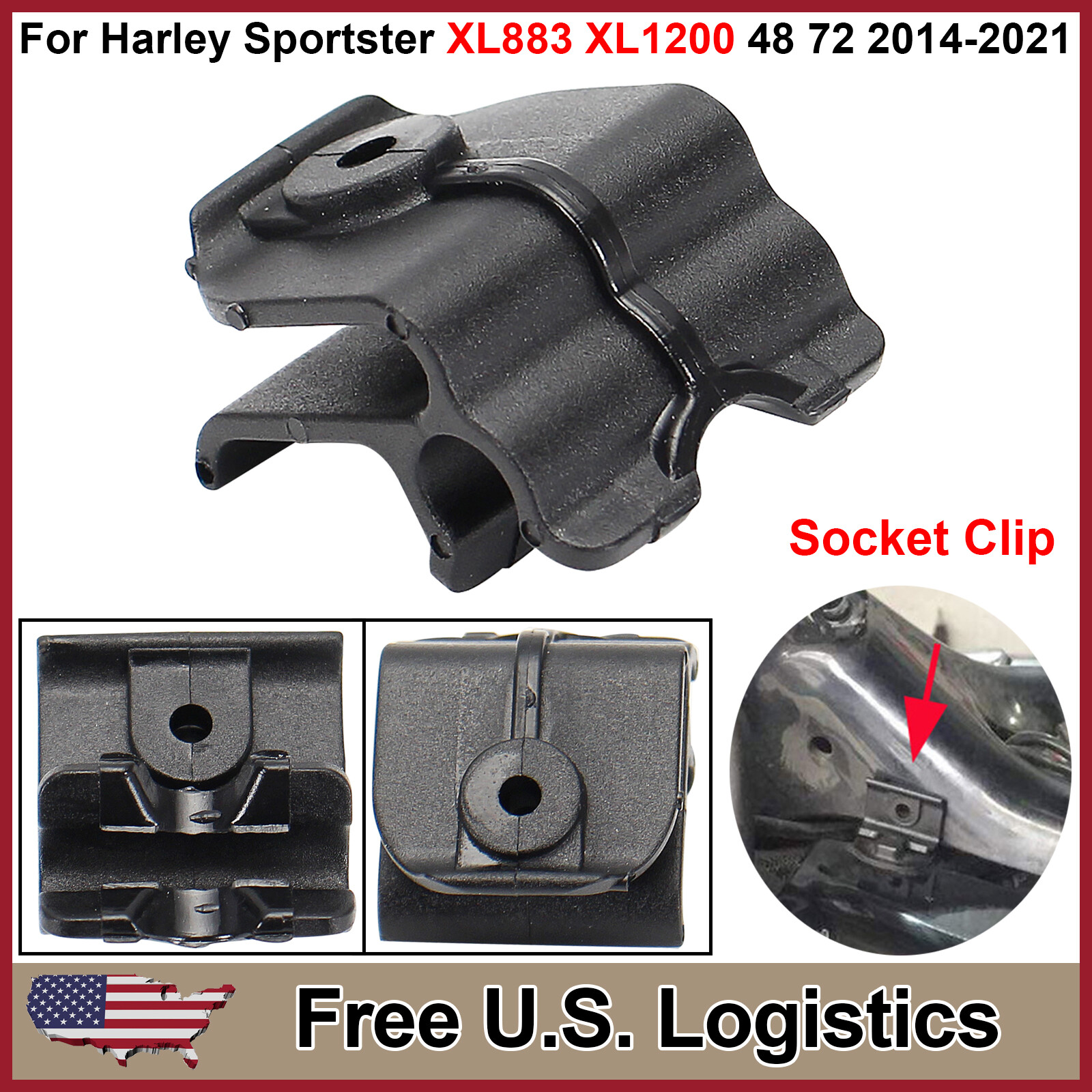 Left Side Battery Cover Socket Clip, For Harley Sportster XL883 XL1200 2014-2021