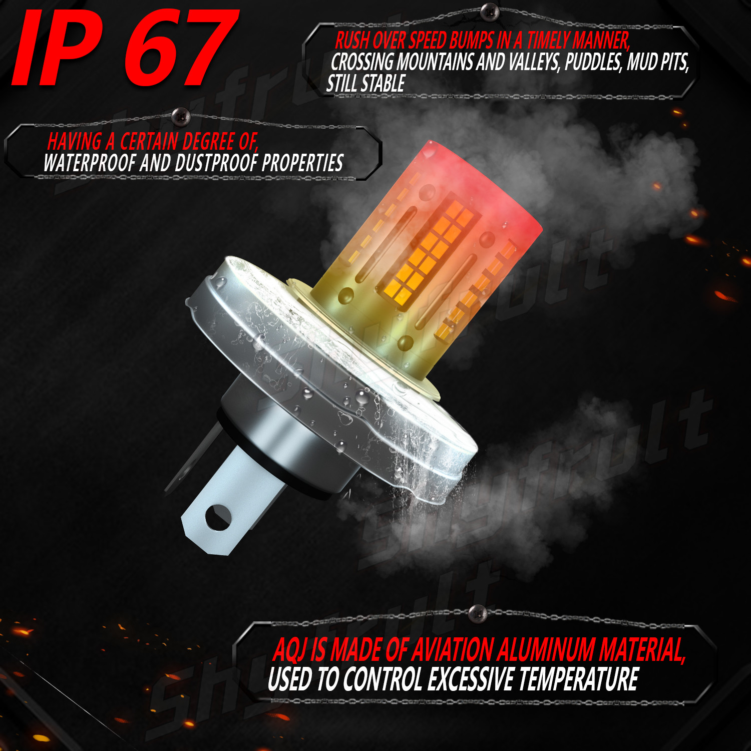 2Pcs Warm White P45T 56SMD Motorbike LED Headlight Lamp Hi/Lo Beam Bulb 10V-30V