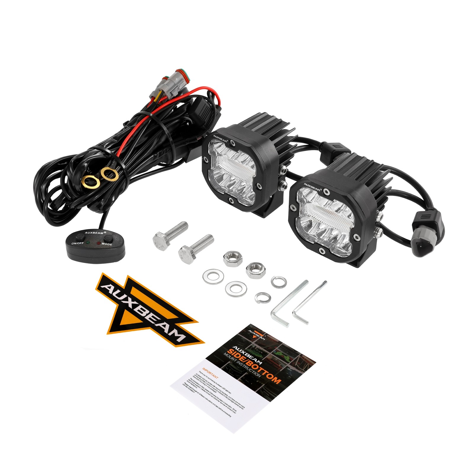 AUXBEAM XP-ULTRA 3″ 96W LED PODS 6 MODES WHITE AMBER FLASHING LED DRIVING LAMPS