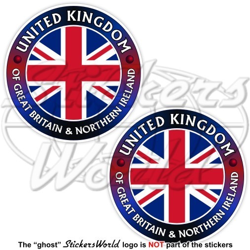 UNITED KINGDOM Great Britain-Northern Ireland Union Jack Roundel 75mm Sticker x2