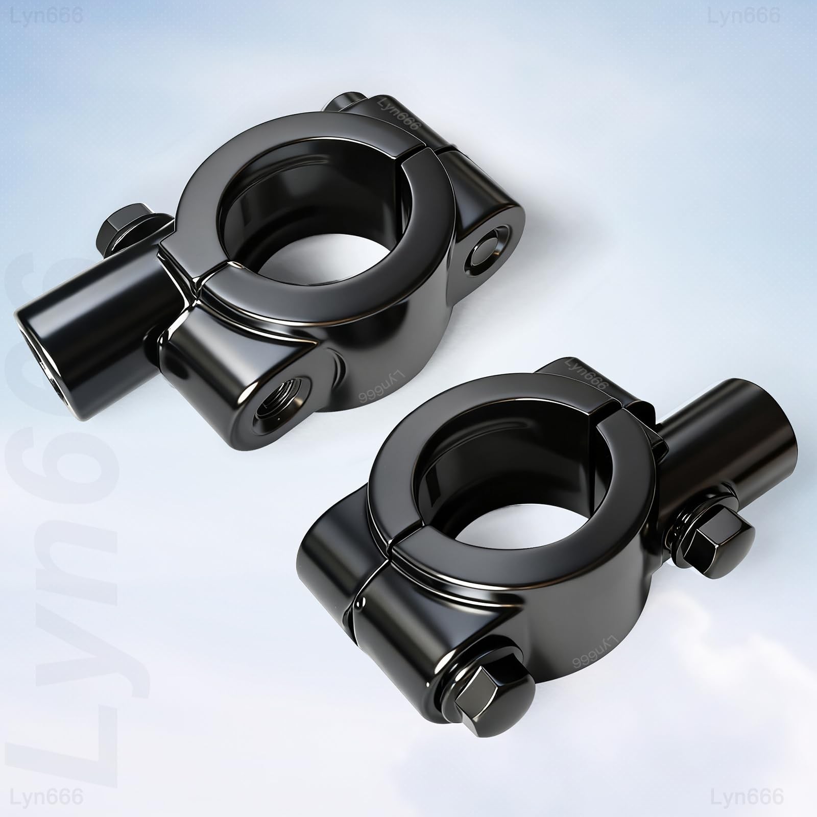 Motorcycle Mirrors Mounts 1″ 25mm (25mm) Handlebar-10mm Thread, Black