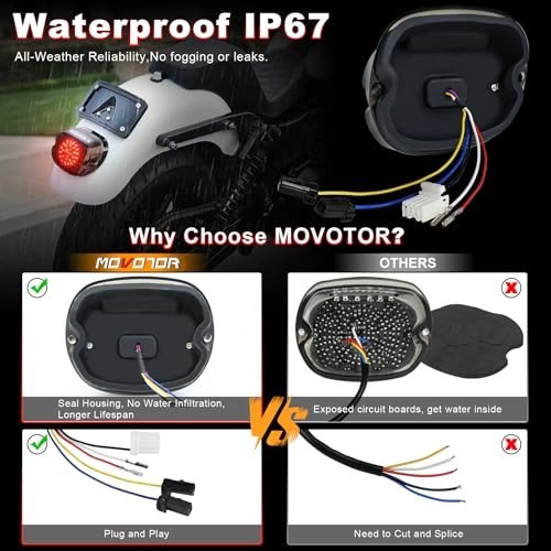 LED Tail Light Motorcycle 12V Run Brake Turn Signal Smoke Lens Waterproof IP67