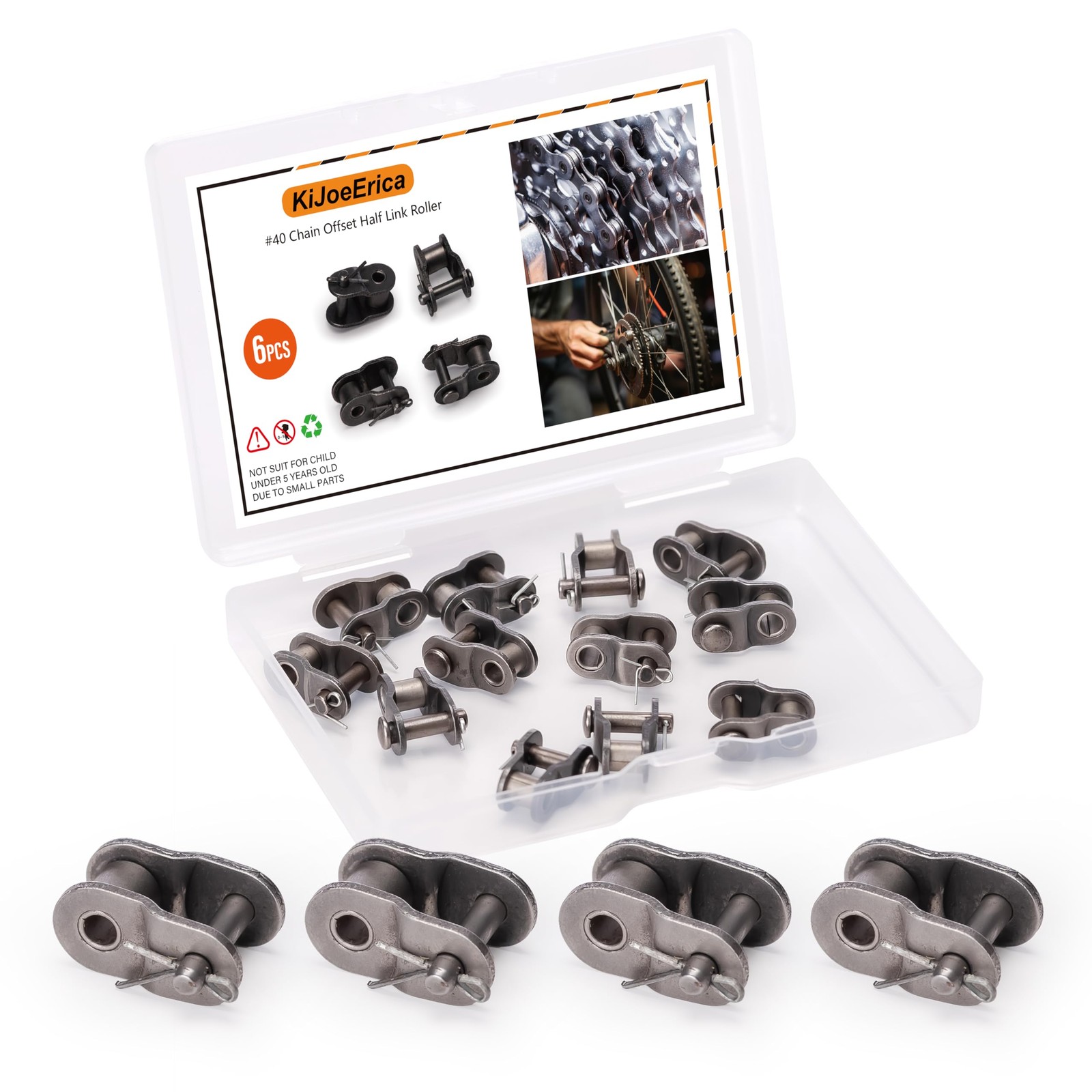 #40 Chain Master Link, 6Pcs 1/2″ Pitch Half Link Roller, 6PCS