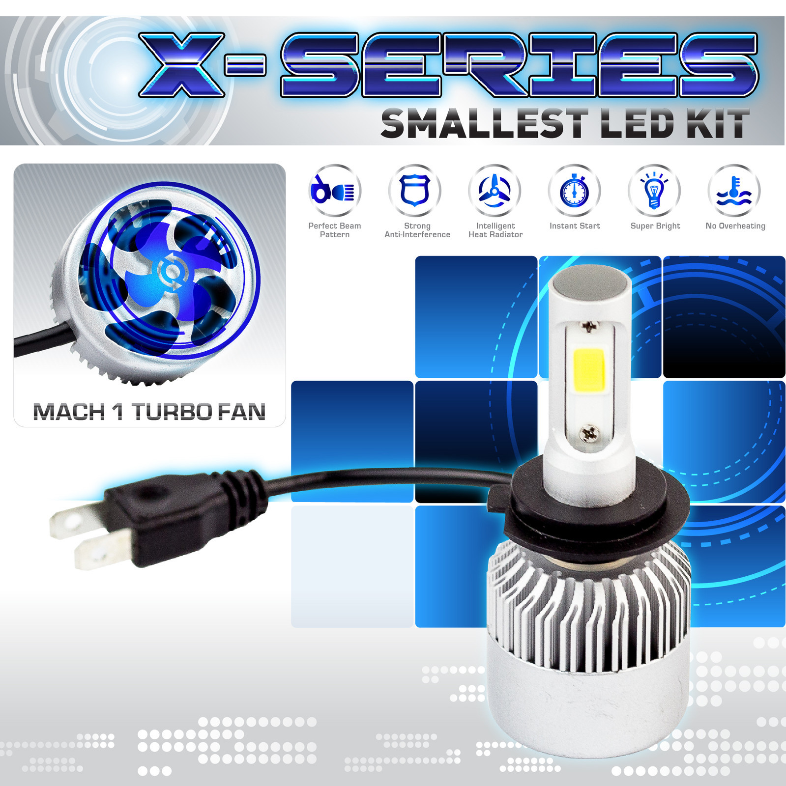 100W 10000LM CREE COB LED Motorcycle Headlight Kit Bulb or Bulbs 6000K White (D)