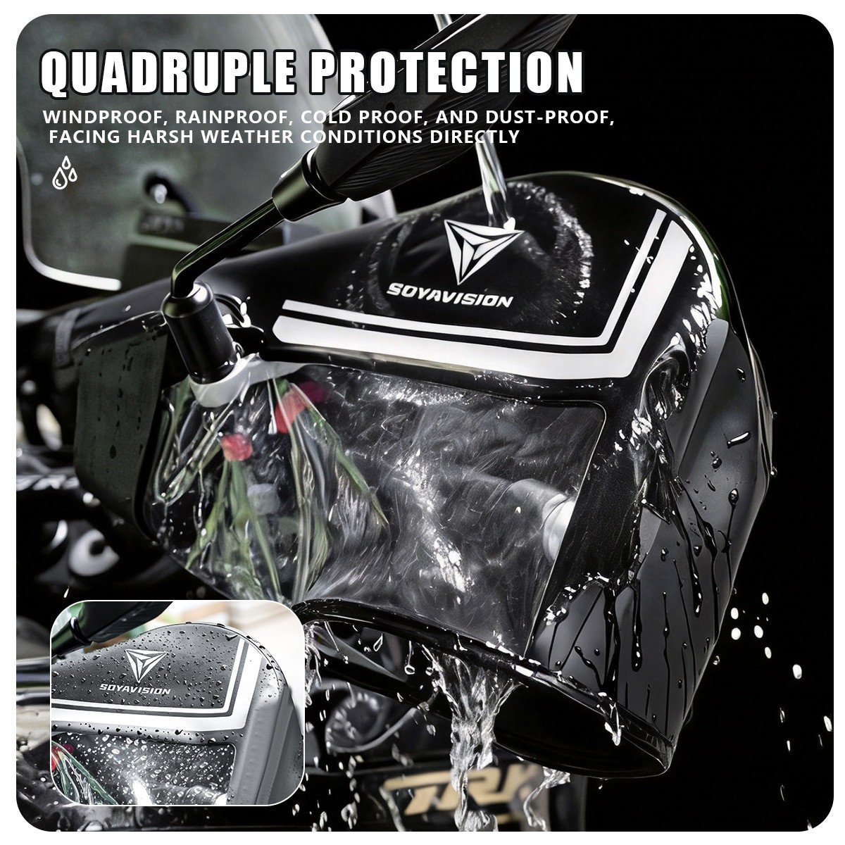 Thermal Motorcycle Handlebar Muffs Waterproof Windproof Scooter Motor Gloves