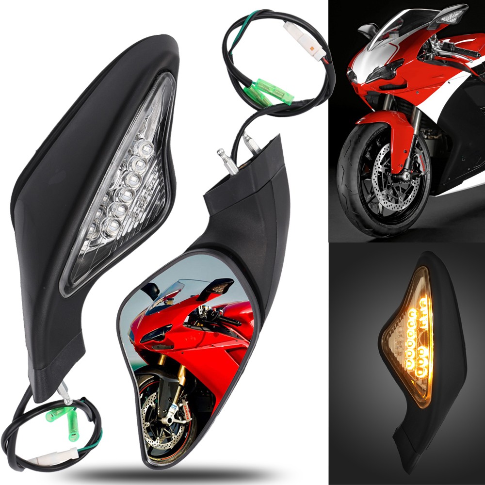 For DUCATI 848 1198 1198S 1198R 1098 1098S 1098R Rearview Mirror W/ Signal Light