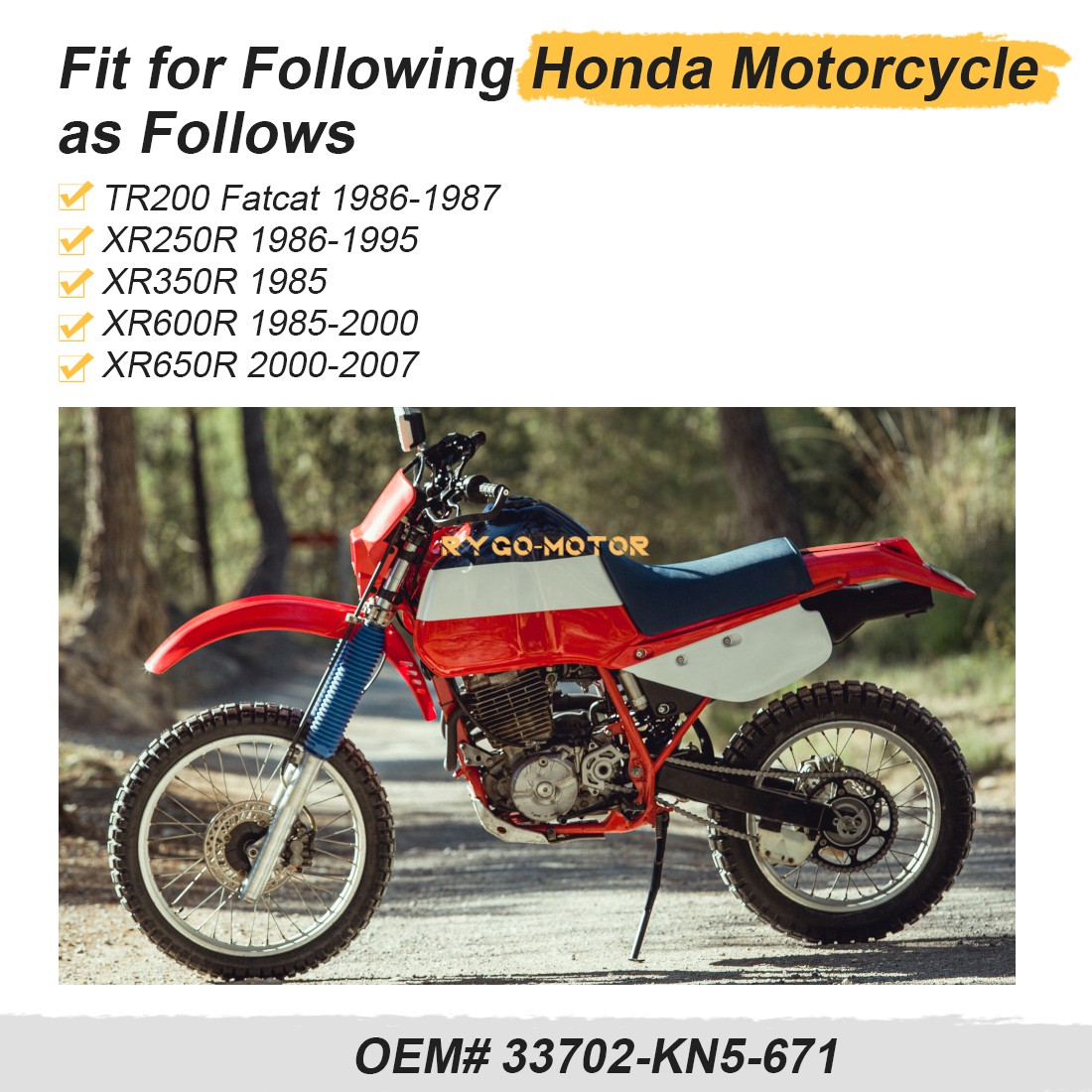 Brake Tail Light Lens For Honda XR250R XR350R XR600R XR650R TR200 33702-KN5-671