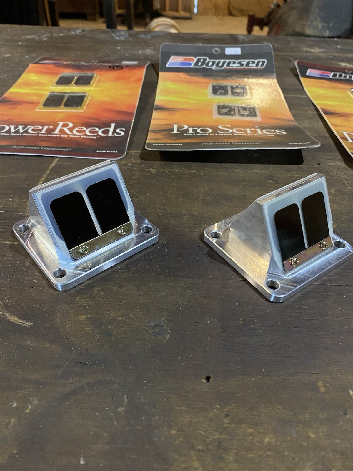 banshee boysen pro-86 reeds with billet cages. incudes spares