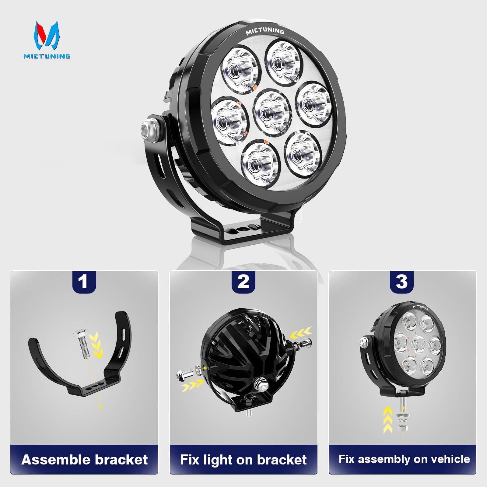 120W 13650LM LED Motorcycle Driving Fog Spot Lights Auxiliary Lamp White+Amber