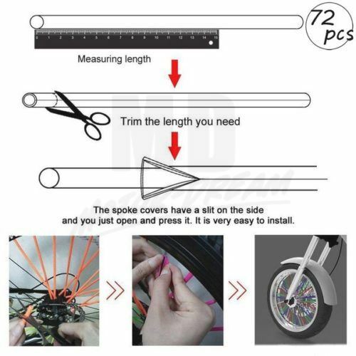 72 Motorcycle Dirt Bike Spoke Skins Covers Wraps Wheel Rim Guard Protector Bike