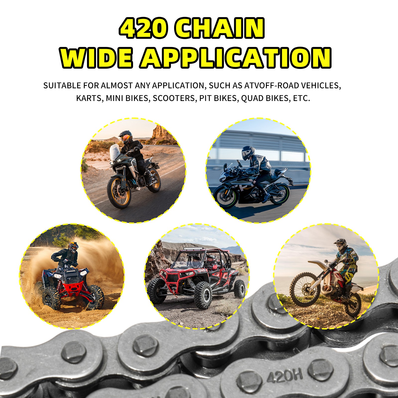 Drive Chain 420 x 120 Links for Yamaha GT80 73-82 DT80 77-83 DT100 YB100 YSR50