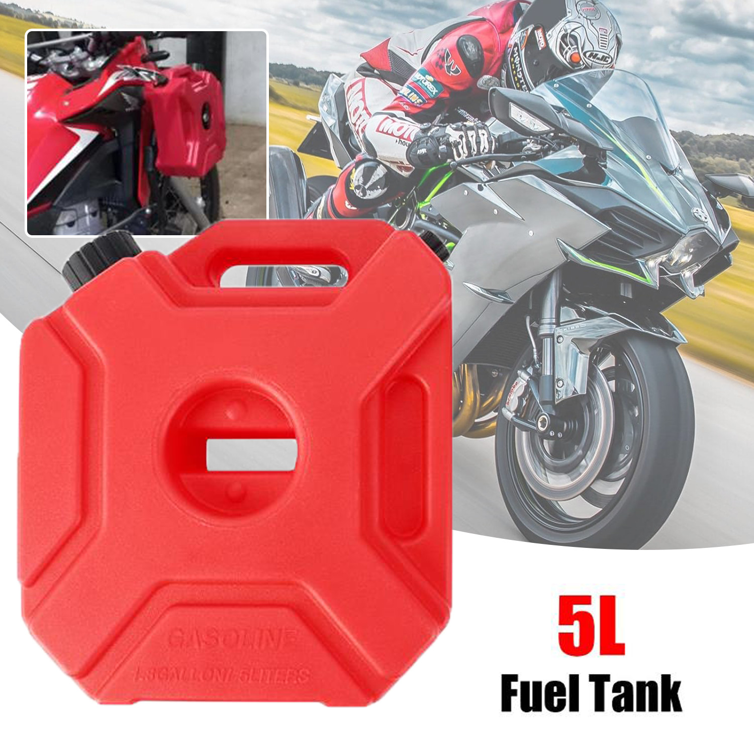 5L Gas Fuel Tank Gas Can Oil Storage Can For ATV UTV Gokart Motorcycle Car SUV