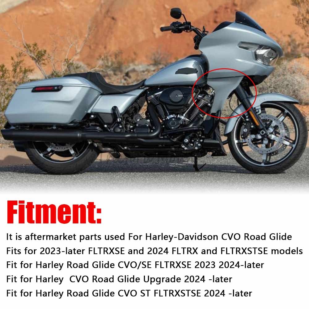 Black Side Fairing Panel +Metal Bracket For Harley Road Glide CVO Limited 23-Up